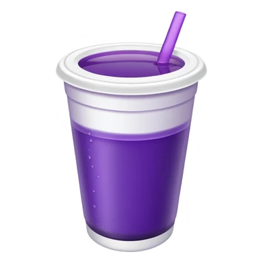  White styro cup without straw eith purple juice inside visible from the top only sticker