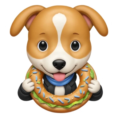 dog holding bagel sticker