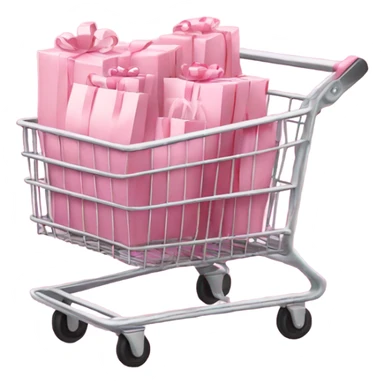 shopping cart full of light pink gift bags sticker