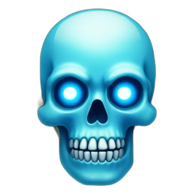 blue skull glowing eyes money sticker