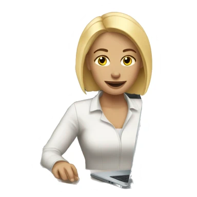blonde white woman working from home sticker