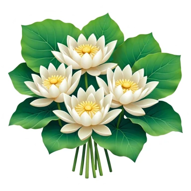 bouquet white Nymphaea lotus,stem, lotus leaf sticker