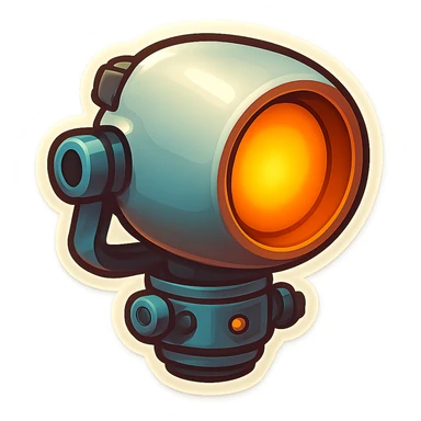 Spotlight in retro stickers style, rotated moderately left, no beam. sticker