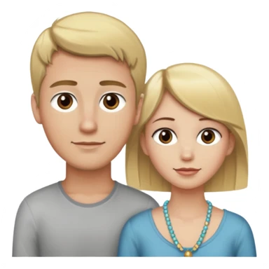 create couple emojis, tall blonde beaded guy, and short brown hair hazel eyed girl sticker