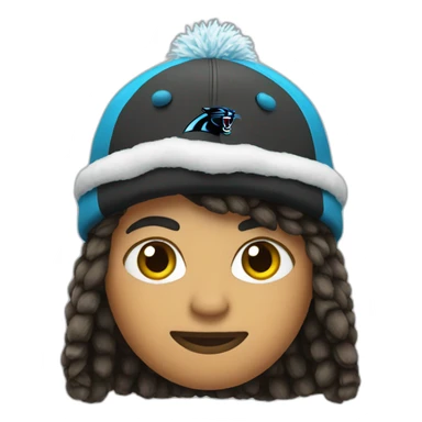 Wearing a Panthers winter hat  sticker