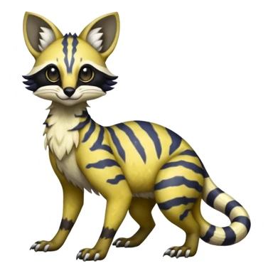 Rare realistic tropical exotic cute epic pretty beautiful handsome gorgeous aesthetic colorful vibrant Vernid-Protogen-Primagen-Wickerbeast-Genet-Trico-species-Fakemon-hybrid-creature by LiLaiRa, beautiful intricate markings, full body sticker