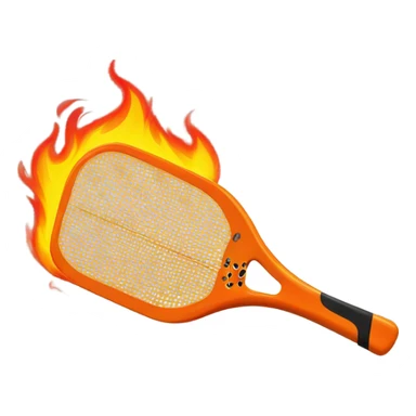 Flames and a pickleball coming off a contemporary Pickleball paddle with no holes in it.  sticker