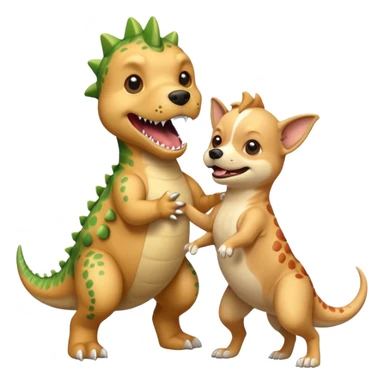 a golden retriever with a dinosaur costume thats killing a chihuahua thats in a dinosuar costume sticker