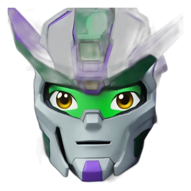 purple and green gundam mecha face sticker