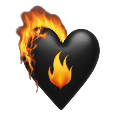 Black heart burning with fire sticker
