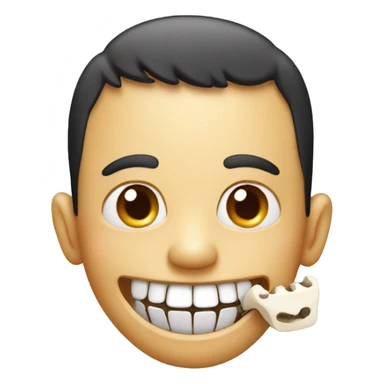 Smiling emoji with bone in mouth sticker