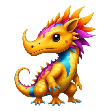 a colorful edgy vernid-fionbri-creature with splash patterns full body sticker