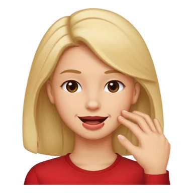 Create an emoji that's biting lip but looking like the smirk emoji but with a hand like it's putting hair behind their ear  sticker