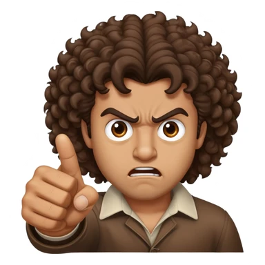 Angry brown man with big curly brown hair pointing at me sticker