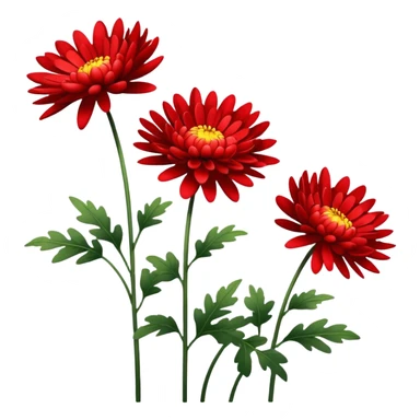 single Bright Red Chrysanthemum, straight stem sticker