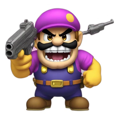 wario with a gun sticker