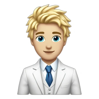 Posh-boy-with-white-suit-and-blue-eyes-and-rainbow-unicorn-hair sticker