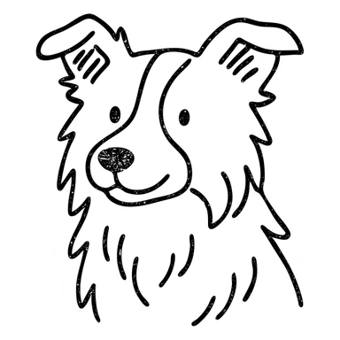 blonde and white border collie dog hand drawn outlined icon sticker