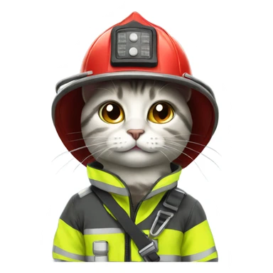 Cat wearing firefighting gear sticker