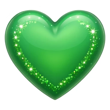 ios green heart with sparkles sticker