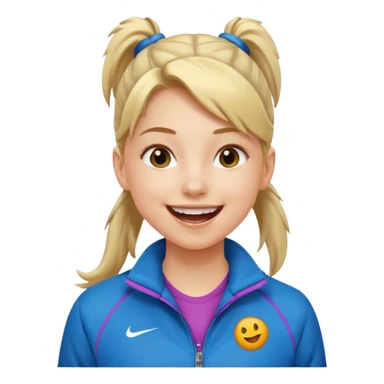 active ponytail hair teen girl in sport jacket smile happily  sticker