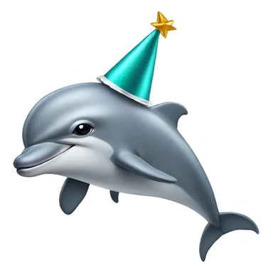 dolphin with a party hat sticker