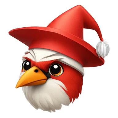 Happy red cardinal with birthday hat sticker