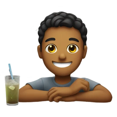 smiling boy at the bar sticker