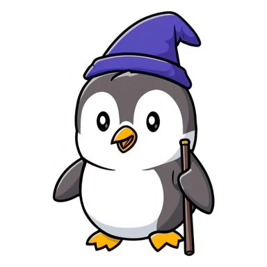 penguin wizard cartoon sticker sticker