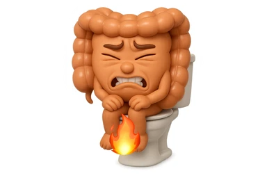 SU QUESTO STILE FAI UN EMOJI STILE IPHONE 3D DI UN INTESTINO CHE sta seduto sul wc e dal wc in mezzo alle sue gambe esce una fiamma stile emoji iphone, FAGLI UN ESPRESSIONE di dolore mentre si sforza E FALLO MOLTO REALISTICO IN 3D sticker