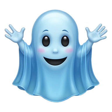 Blue ghost with cute smile sticker