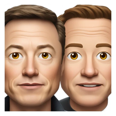 Combined faces of Elon Musk and Jules Hudson from escape to the country sticker