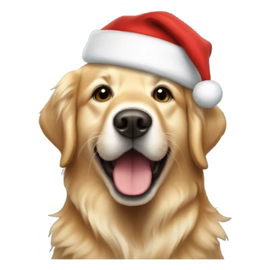 Golden retriever with Santa hat sticker
