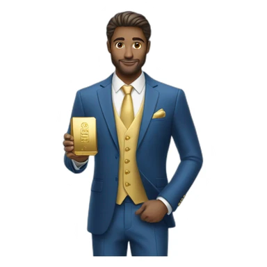 Posh-man-with-blue-suit-offering-goldbar sticker