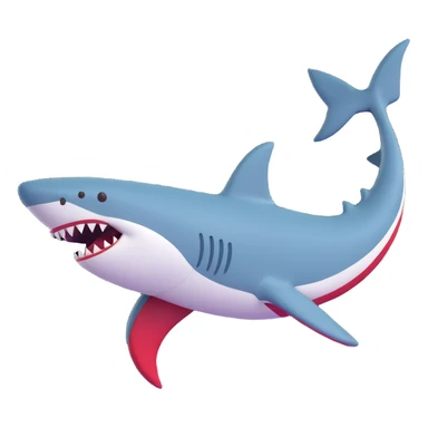 shark with red and white Jordans on fins and back fin sticker