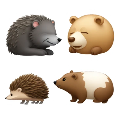 Sleeping bear and hedgehog sticker