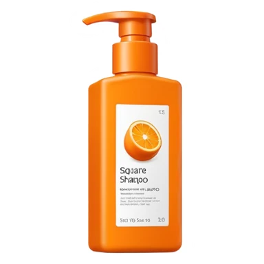 Square-shaped packaging with plain orange-colored shampoo - No product description sticker