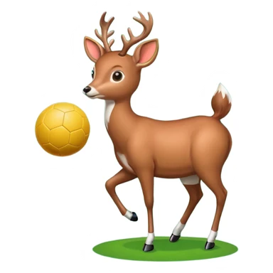 Une biche entrain de jouer au foot sur un stade sticker