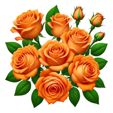 big bouquet Vibrant Orange Tea Rose, luxuriant, leaf, bud sticker