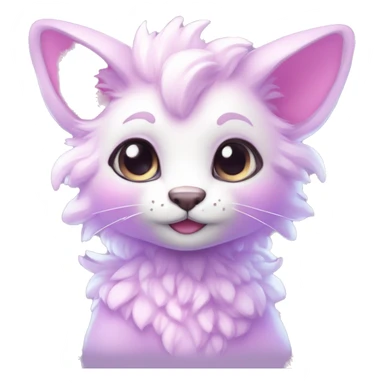 Kawaii cute colorful bright light pastel lilac-pink-white-gradient fantasy ethereal anthro fursona animal creature sticker