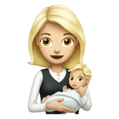 blonde european woman holding newborn sticker