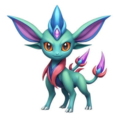 Futuristic volcanic elemental badass cool tough evil Suicune-Bayleaf-Celebi-Pokémon-Fakémon-hybrid-creature sticker