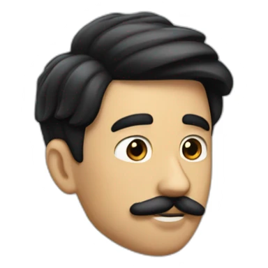 man with black hair comped sideways and a small mustache like charlie chaplin mustache sticker