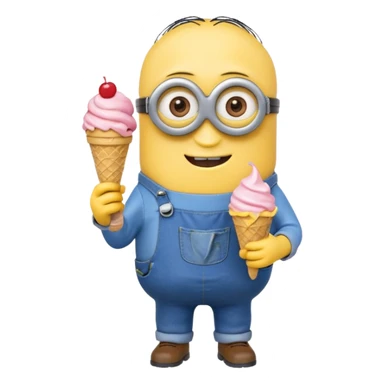 Make a minion holding an ice cream  sticker