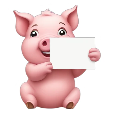pig holding sign sticker
