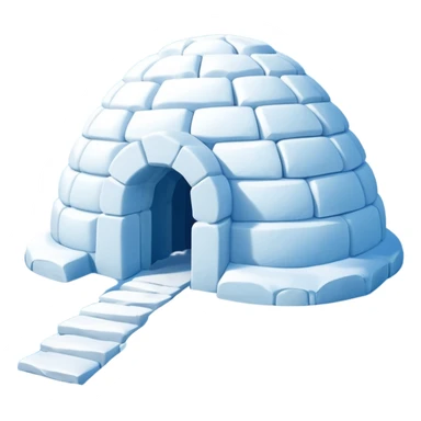 A traditional snow igloo on a vast snowy plain under a clear blue sky. Soft sunlight casts gentle shadows across the snow. The igloo has a small entrance tunnel and compacted snow blocks forming its dome. Realistic Arctic environment, calm winter feeling. Negative: Background transparent. sticker