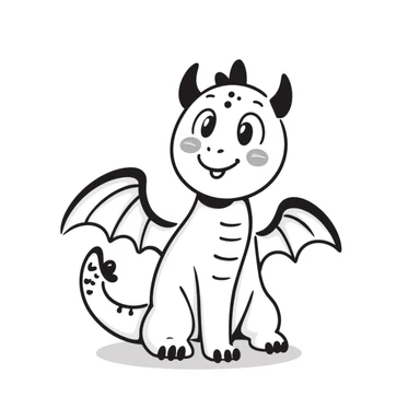 A hand-drawn whimsical dragon with cute face and wings sticker