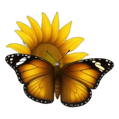 butterfly with brown heart on a sunflower sticker