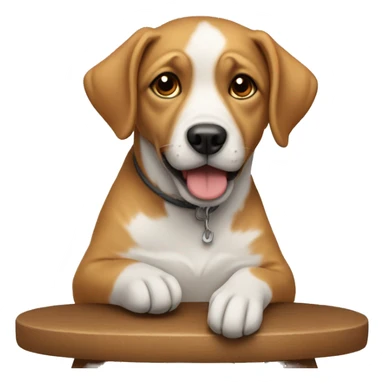 Dog sitting on a stool sticker