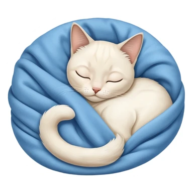 A white Siamese cat sleeps in a blanket sticker